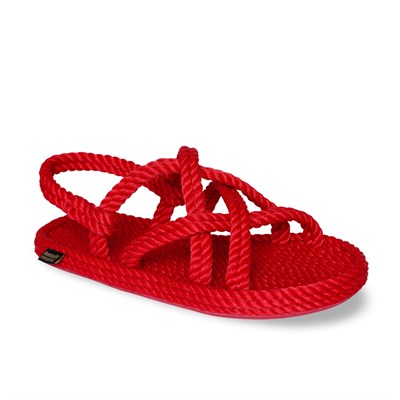 Bodrum Kauçuk Tabanlı Kadın Halat & İp Sandalet - Kırmızı
