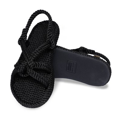 Bora Bora Kauçuk Tabanlı Kadın Halat & İp Sandalet - Siyah