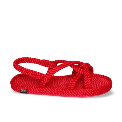 Bora Bora Kauçuk Tabanlı Kadın Halat & İp Sandalet - Kırmızı