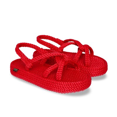 Bora Bora Platform Halat & İp Kadın Sandalet - Kırmızı
