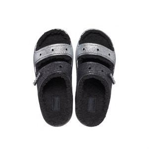 Crocs Classic Cozzzy Glitter Sandal Bayan Terlik - Siyah Gümüş