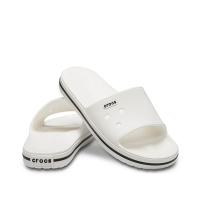 Crocs Crocband III Slide Erkek Terlik & Sandalet - White/Black (Beyaz/Siyah)
