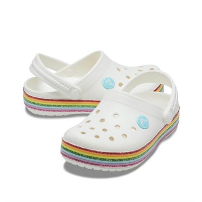 Crocs Crocband Rainbow Glitter Clg K Çocuk Terlik & Sandalet - White (Beyaz)