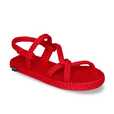 Mykonos Kauçuk Tabanlı Kadın Halat & İp Sandalet - Kırmızı