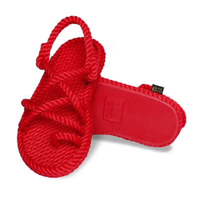Nomadic Republic İbiza Kauçuk Tabanlı Çocuk Halat Sandalet - Kırmızı