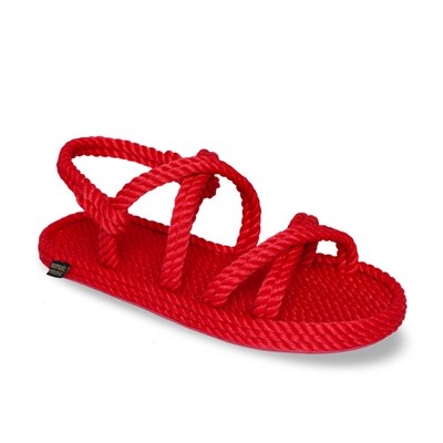Tahiti Kauçuk Tabanlı Kadın Halat & İp Sandalet - Kırmızı